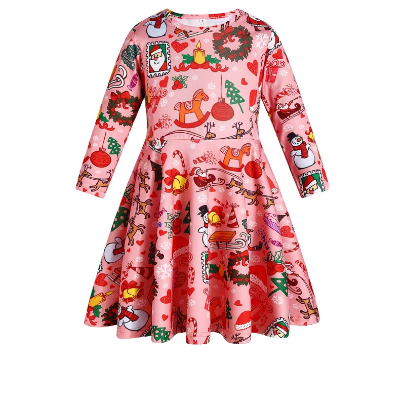 Girls Clothing New Year Festival Santa Costume girl party dress Christmas Clothes Long Sleeve Pageant Party Princess Dress 2~8T | Детская