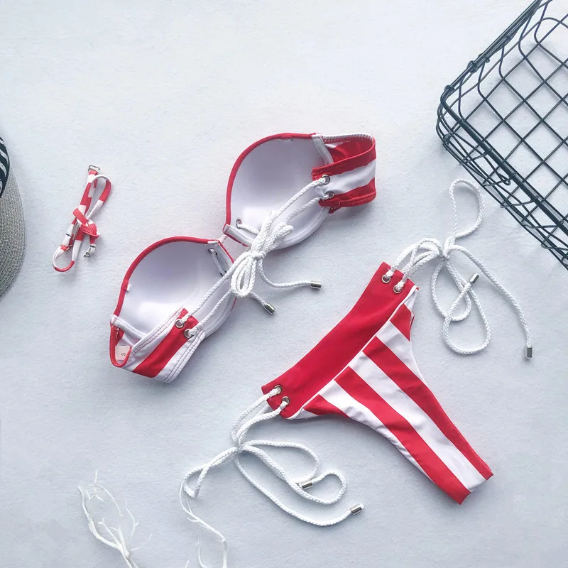 Couple Swimwear stripe Women Lovers Swimsuit Bikini 2019 Set Two Pieces Summer Beachwear Bathing Suit &amp Man Trucks Beach Shorts | Спорт и