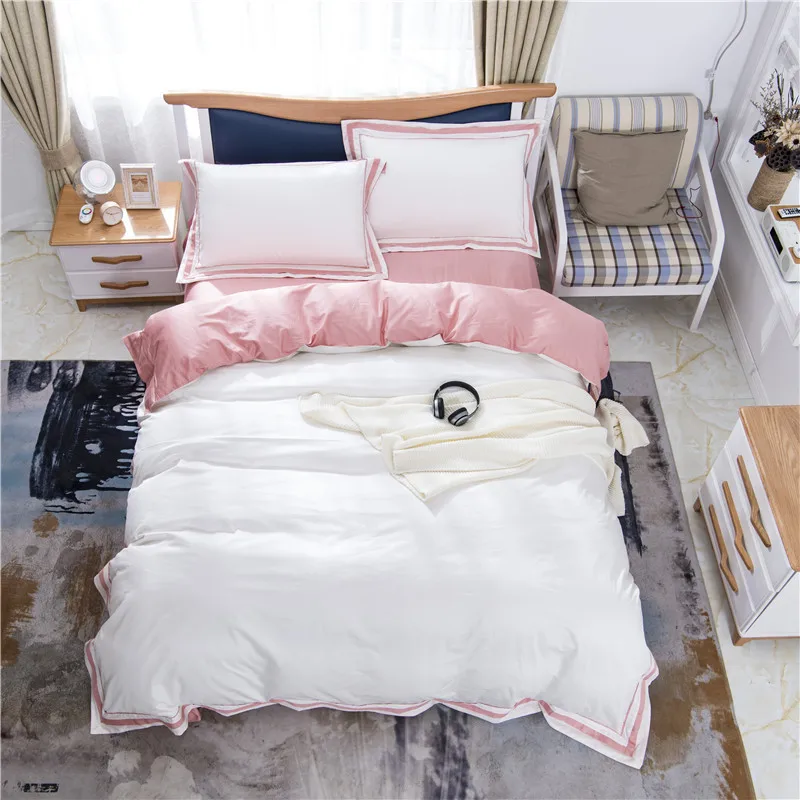 4 шт. постельные принадлежности из хлопка с пододеяльником и простыней | Дом сад