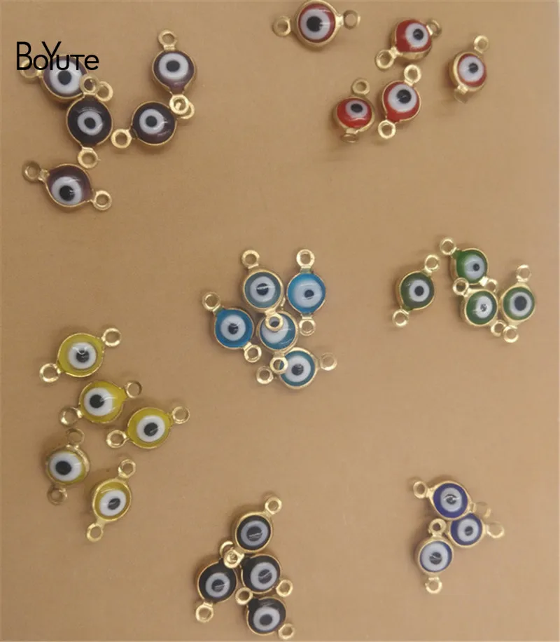 

BoYuTe (Random Mix Eye Colors 100 Pieces/Lot) Metal Brass 6MM Eye Connector Charms DIY Hand Made Jewelry Accessories