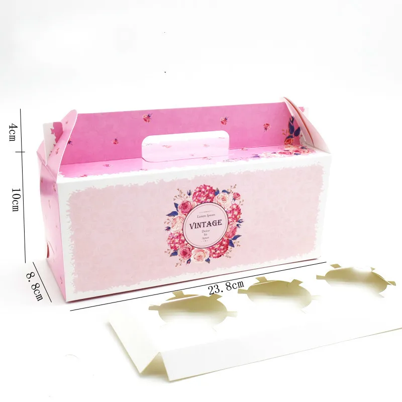 Scatola per Cupcake da 20 pezzi con manico per finestra circo rotolo di unicorno torta scatola regalo in carta Kraft confezione bomboniere scatole per torta nuziale