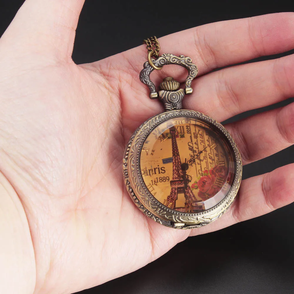 Горячая Montre женские карманные часы винтажный прозрачный кристалл лицо