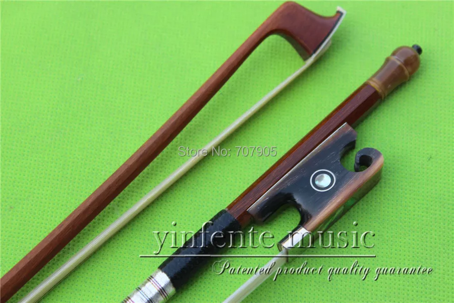 NJX-0048# 4/4 Brazilwood Baroque Violin Bow black OX horn   f rog 1 pcs    Straight Pretty inlay Color