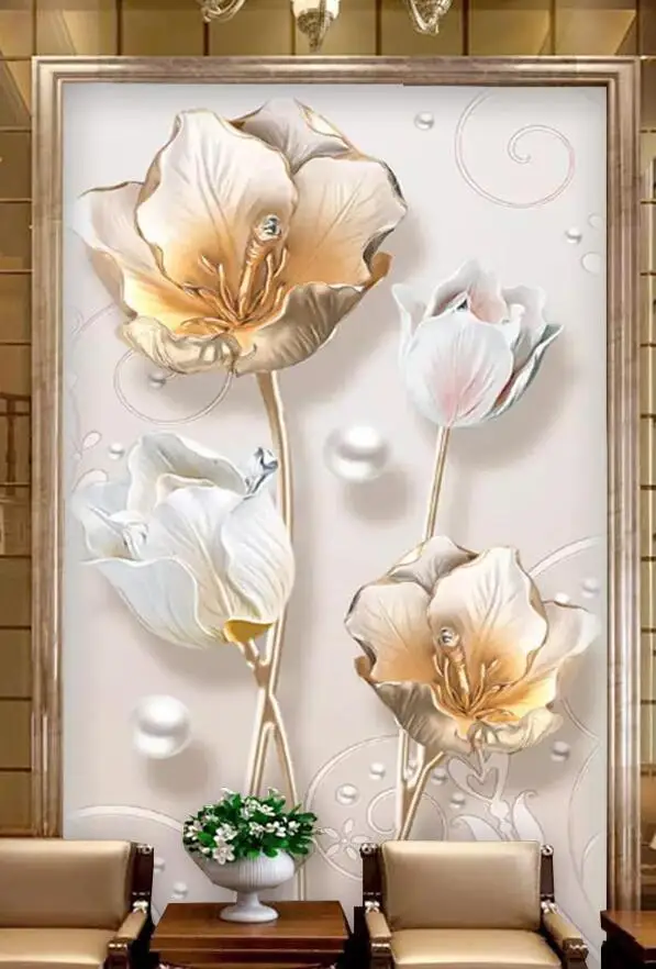 Настенные 3D обои на заказ объемный тюльпан рельефное украшение крыльцо цветок