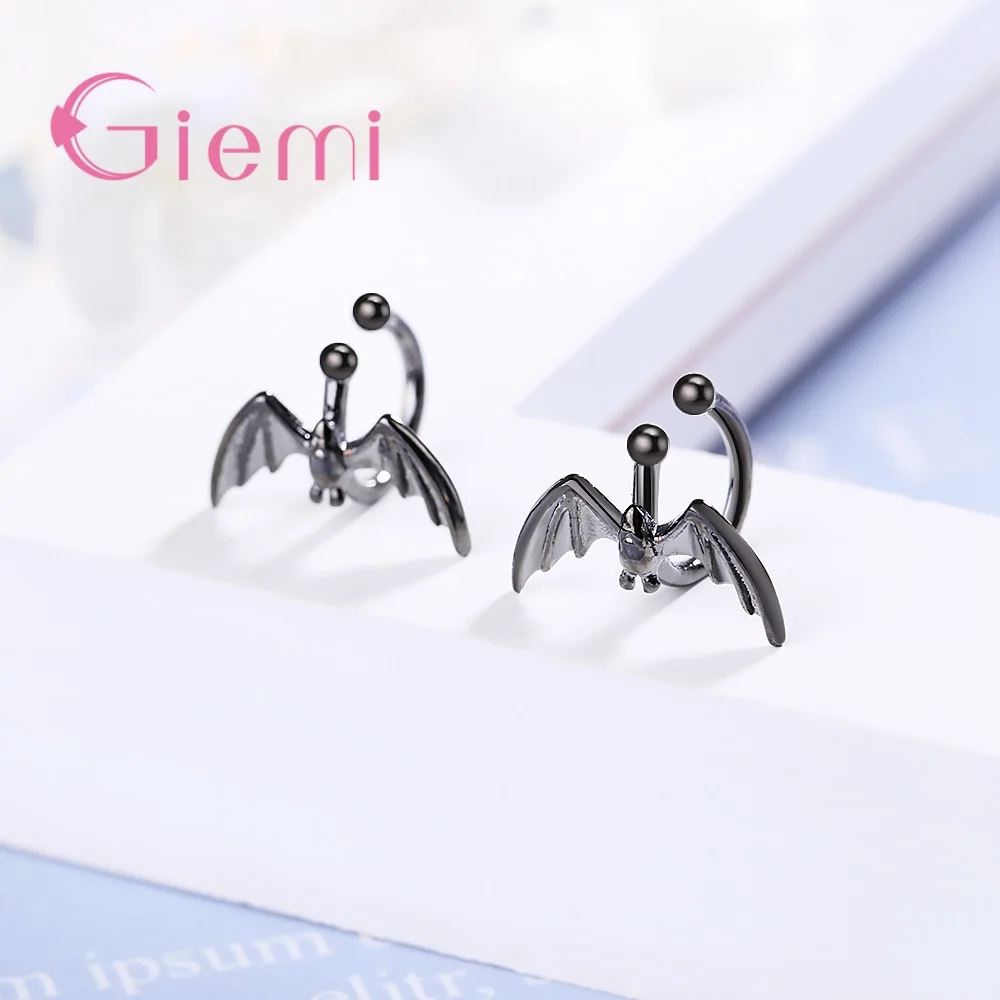 Серьги-гвоздики в стиле панк из стерлингового серебра 925 пробы белого и черного