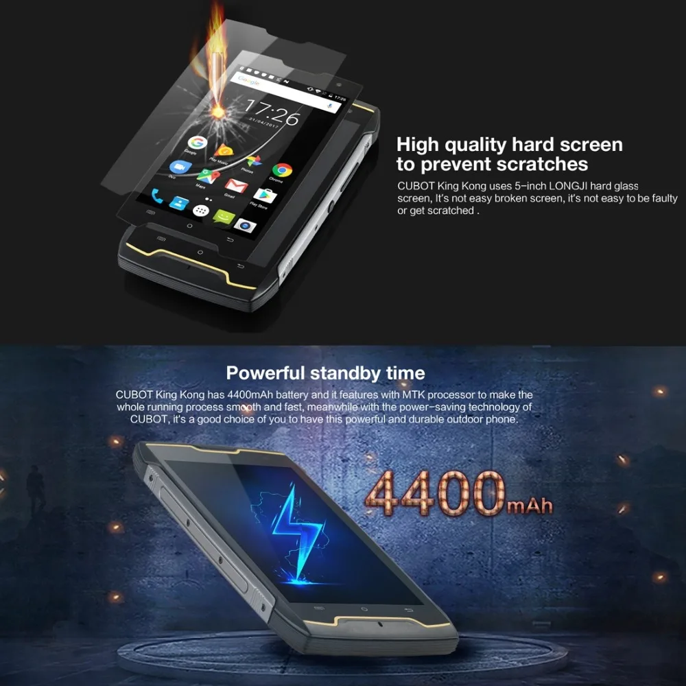 CUBOT Kingkong водонепроницаемый смартфон с IP68 4400 мАч Батарея 5 0 &quotAndroid 7 3G wcdma