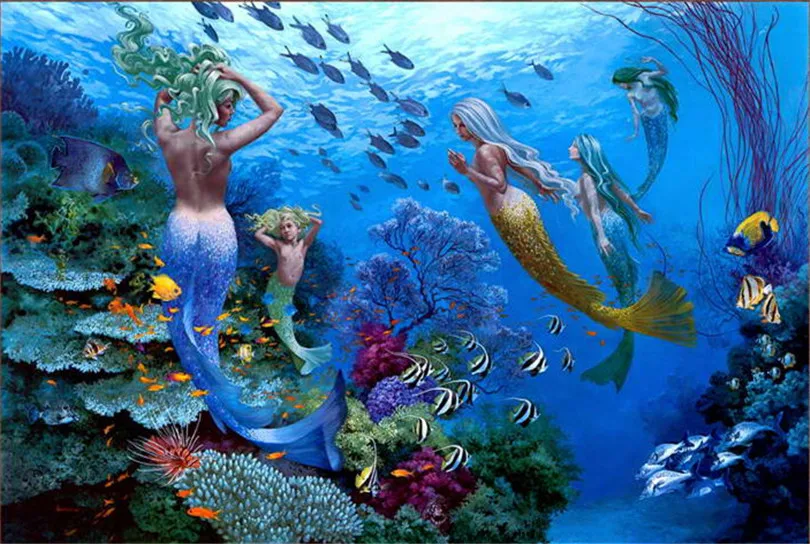 

New Gift Home Art Wall Little Mermaid Oil Painting Picture Printed On Canvas Home Decoration