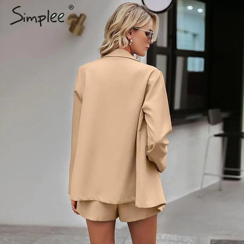 Simplee шикарный Женский блейзер с длинным рукавом, двубортный офисный Женский блейзер, пальто, Повседневная Уличная одежда, женская верхняя одежда, пальто
