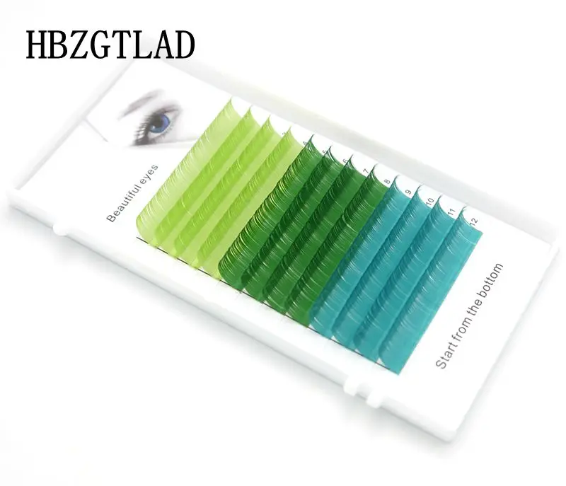 HBZGTLAD C/D curl 0,07/0,1 мм 8-15 мм накладные ресницы синий+ зеленый+ королевский синий ресницы индивидуальные цветные ресницы искусственные ресницы для наращивания