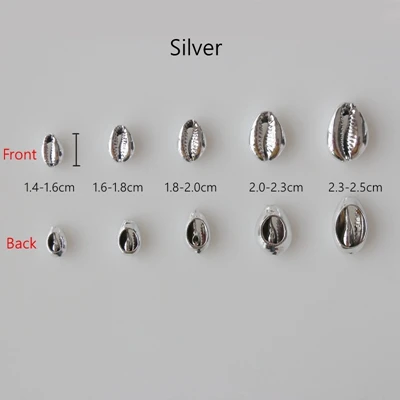 Silver 2.0-2.3 10 шт./лот) 1,4-2,5 см натуральный Каури ракушки соединить Подвески бусины Золотое серебро покрытие для DIY ювелирные аксессуары - Цвет: Silver 2.0-2.3