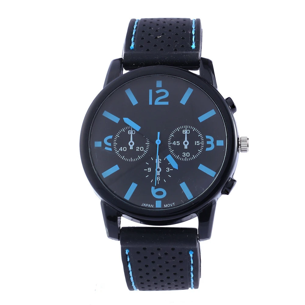 Light Blue Силиконовый ремешок крутые Взрослые спортивные стильные мужские часы модные большой циферблат подарок повседневные упражнения аналоговые кварцевые точные - Цвет: Light Blue