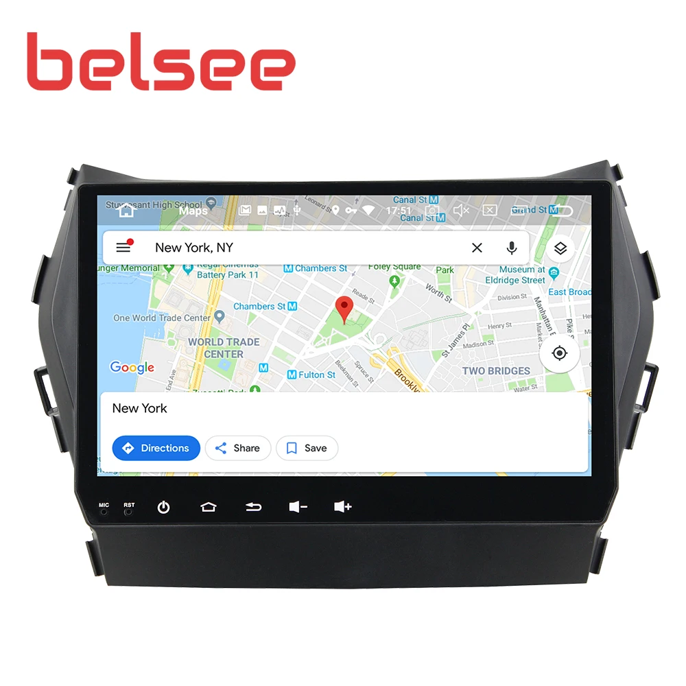 Belsee 10,1 дюймов Автомобильный радиоприемник Android 9,0 для hyundai Santa Fe IX45 2013- gps Навигация стерео головное устройство Авторадио плеер