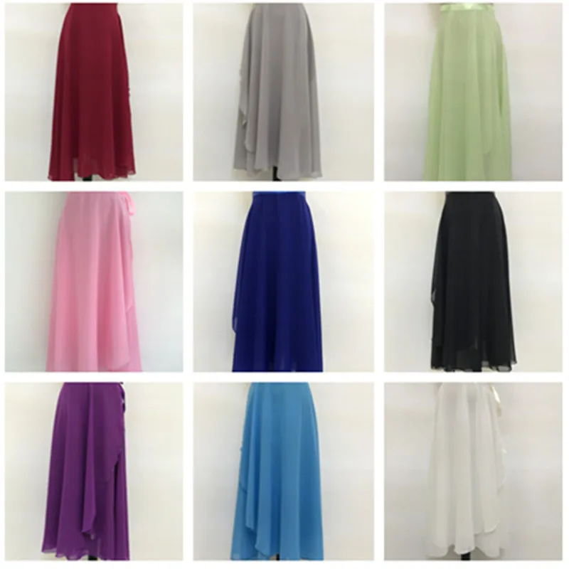 Шифоновая эластичная балетная танцевальная юбка для девушек и женщин однотонная
