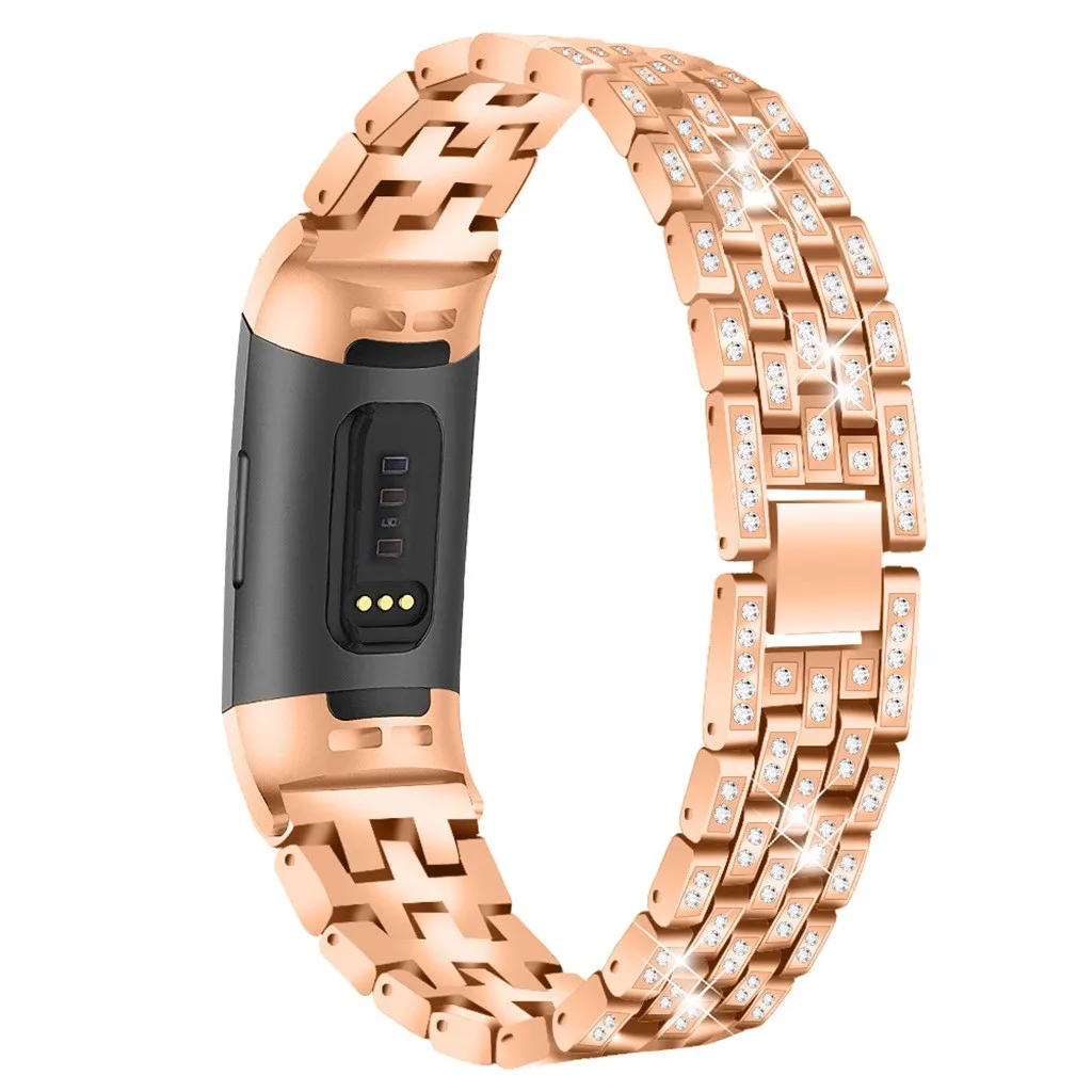 Умные часы умный ремень Smartband mi band Bling из нержавеющей стали металлический браслет ремешок для Fitbit Charge 3 Смарт-часы
