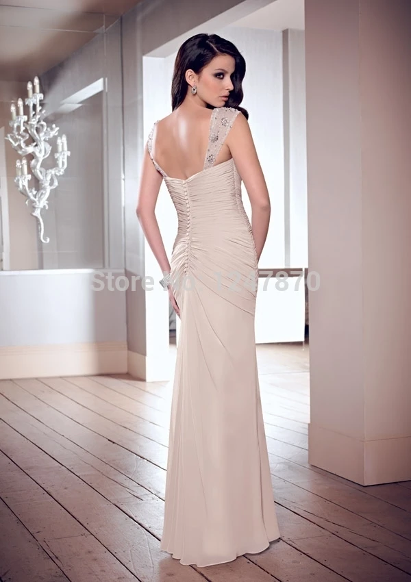 2015 Vestidos De Noiva Mother of the Bride Dress Long Sheath Beaded Spaghetti Evening Dresses Godmother Guest Formal | Свадьбы и