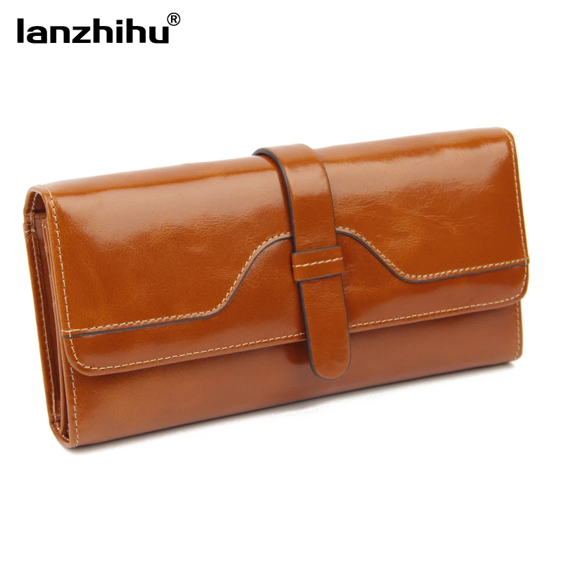 Женский кошелек из натуральной кожи органайзер коровья шкура для женщин длинный
