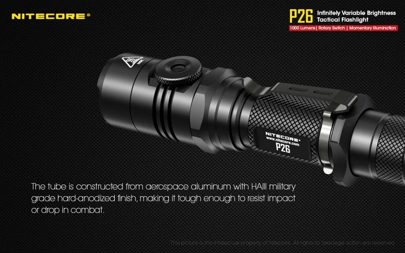 Nitecore P26 1000 люменов CREE XP-L HI V3 светодиодный тактический фонарь с бесступенчатой яркостью