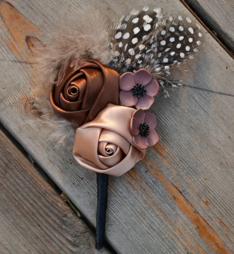 1 шт в винтажном стиле Стиль ручной работы жениха бутоньерка атласное платье с