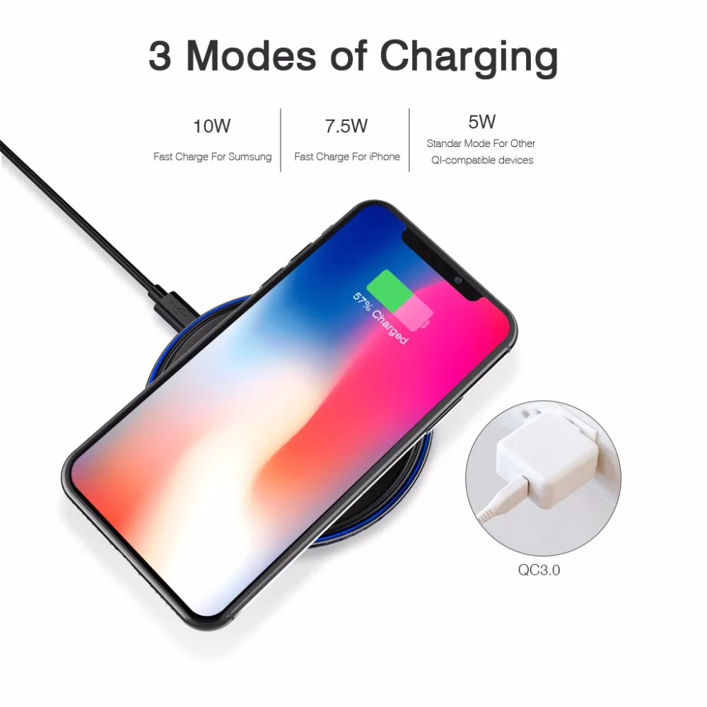 Floureon 10 Вт Qi Беспроводной Зарядное устройство для iPhone X/XS Max XR 8 плюс Видимый элемент Беспроводной зарядного устройства для samsung S8 S9+ Note 9
