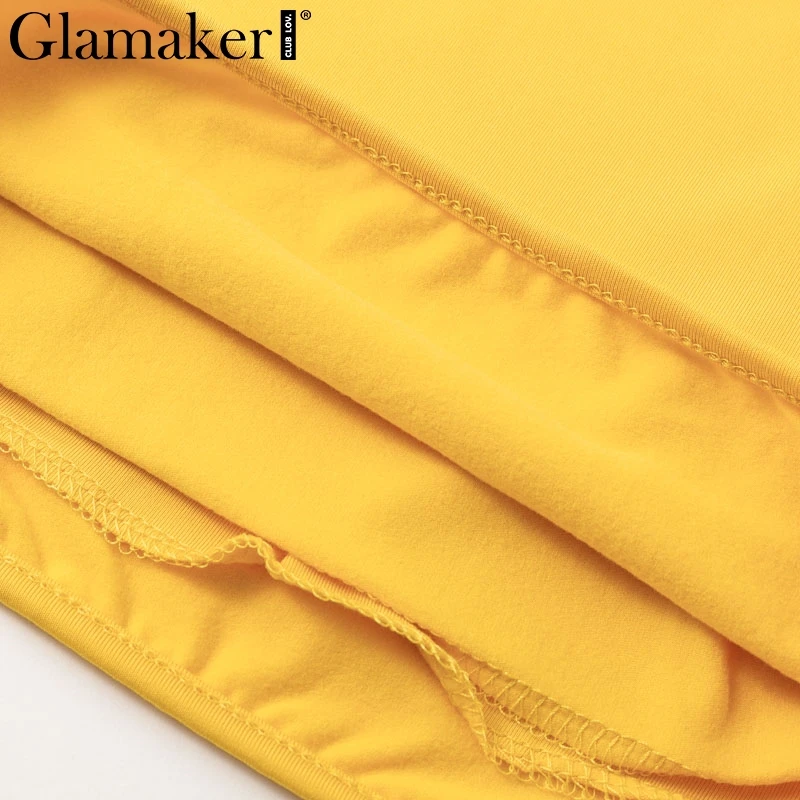 Женское облегающее короткое платье Glamaker желтое винтажное миди без рукавов