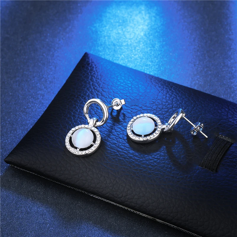 New Sets Fashion Wedding Jewelry Set For Women White Gold Color Opal Bracelet And Earring Best Gift7 |