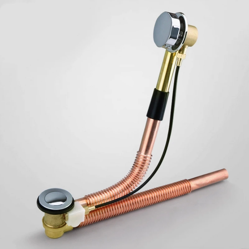 

1PC Copper Rotary Bathtub Drain Water Removal Device Sewer Pipe Bathtub Drain Bath Waste and Overflow Floor Drain