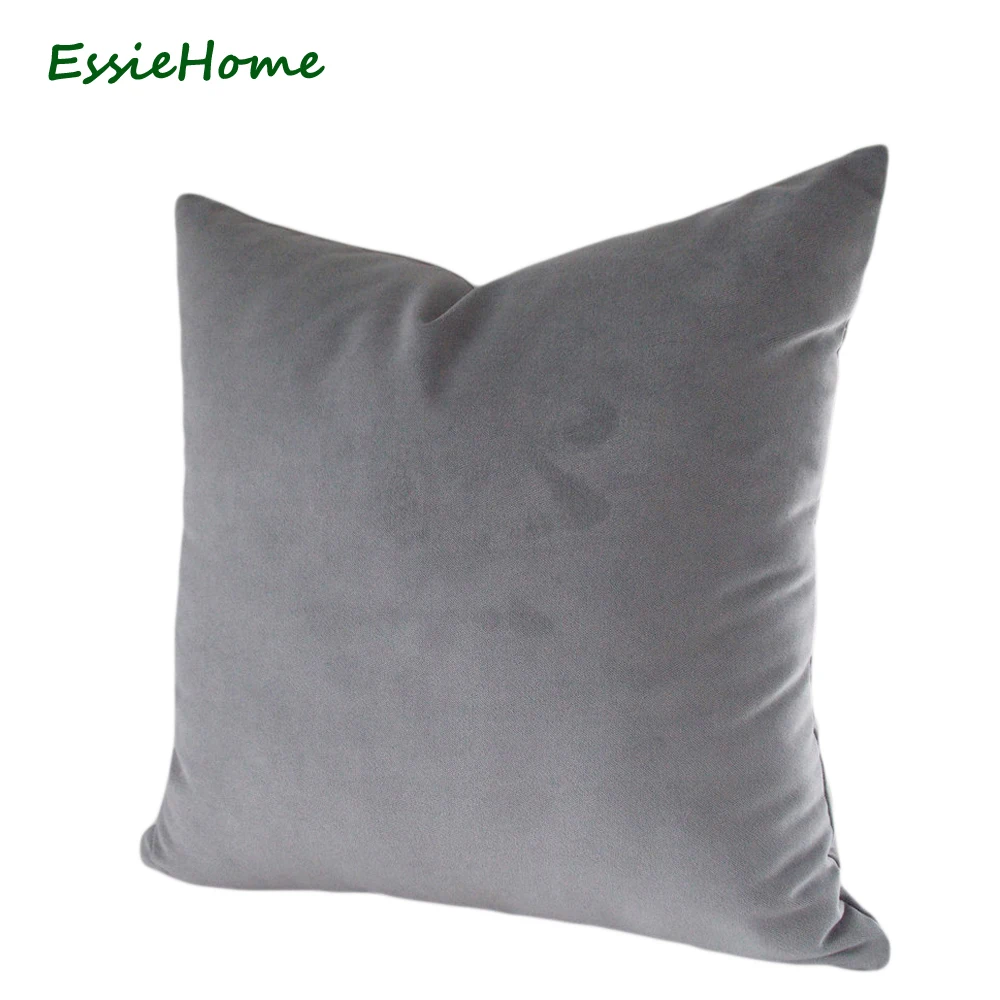 Бархатный чехол для подушки ESSIE HOME серого цвета