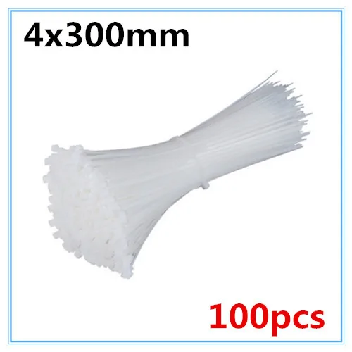 4mm x 300mm 100 шт. 4X150/200/250/300 мм белый черный молоко кабель провод кабельные стяжки самоблокирующиеся Нейлоновые кабельные стяжки - Цвет: 4mm x 300mm