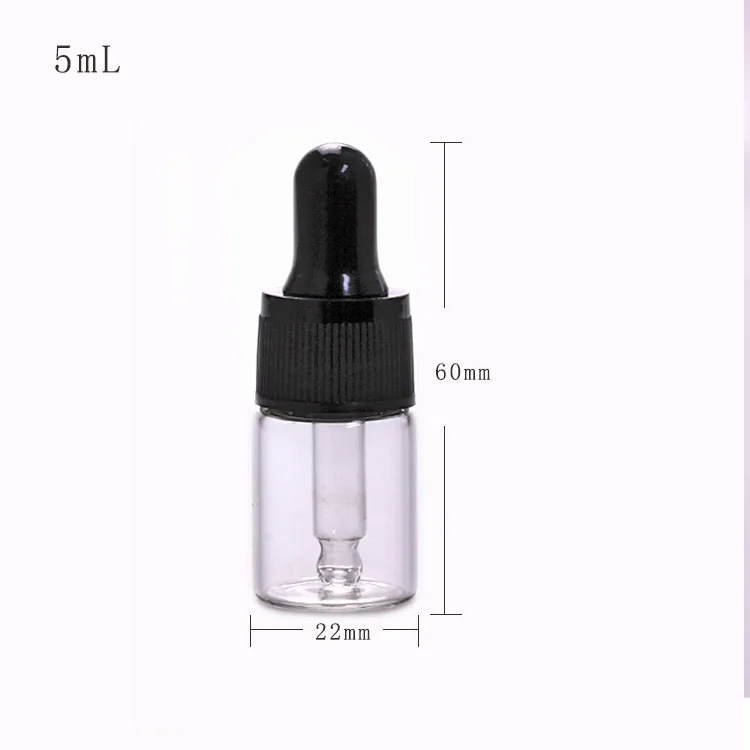 30pcs/lot 5ml/10ml Empty Dropper Glass Bottle With Black Lid Portable Eye Aromatherapy Esstenial Oil | Красота и здоровье
