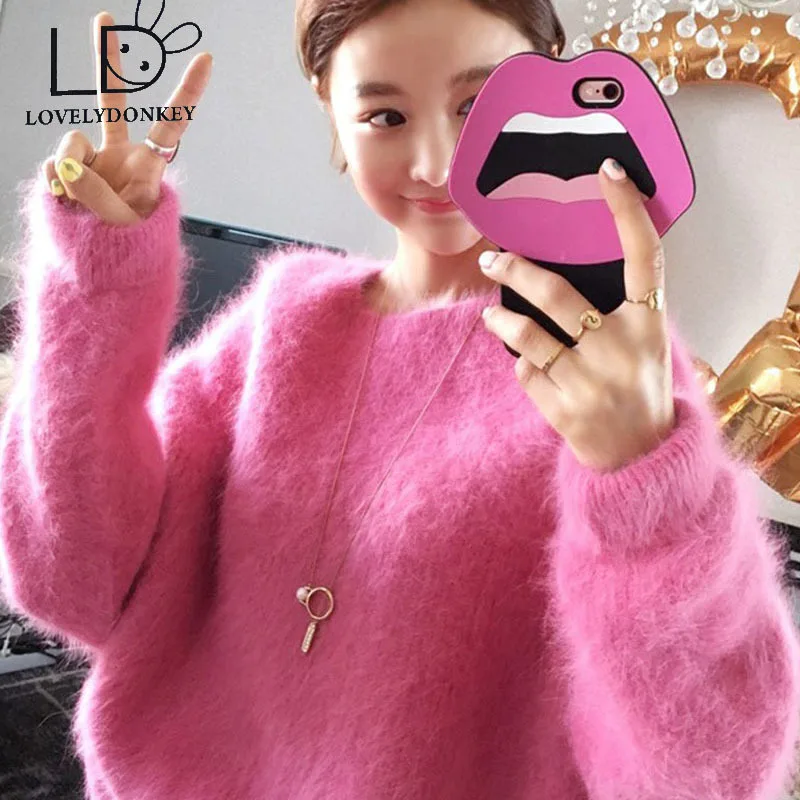 

LOVELYDONKEY mink cashmere sweater women thickening pullovers knitted pure mink jacket Before long after short thickening M673