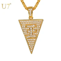 u7 stylish punk men triangular geometric necklaces king aaa cubic zirconia necklace for women jewelry christmas gifts p1209