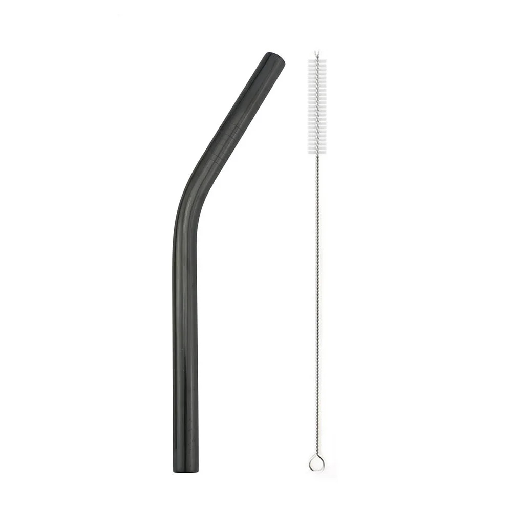 1Pcs Bent 12mm Black 5 шт./компл. красочные 304 Нержавеющая сталь набор соломинок коробка многоразовые 12 мм молочного коктейля питьевой соломы изогнутая металлическая соломинка с чистящая щетка - Цвет: 1Pcs Bent 12mm Black