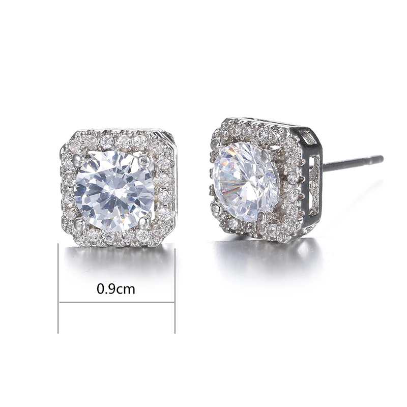 Женские серьги гвоздики из серебра 100% пробы с квадратным Цирконом|earrings fashion|earrings