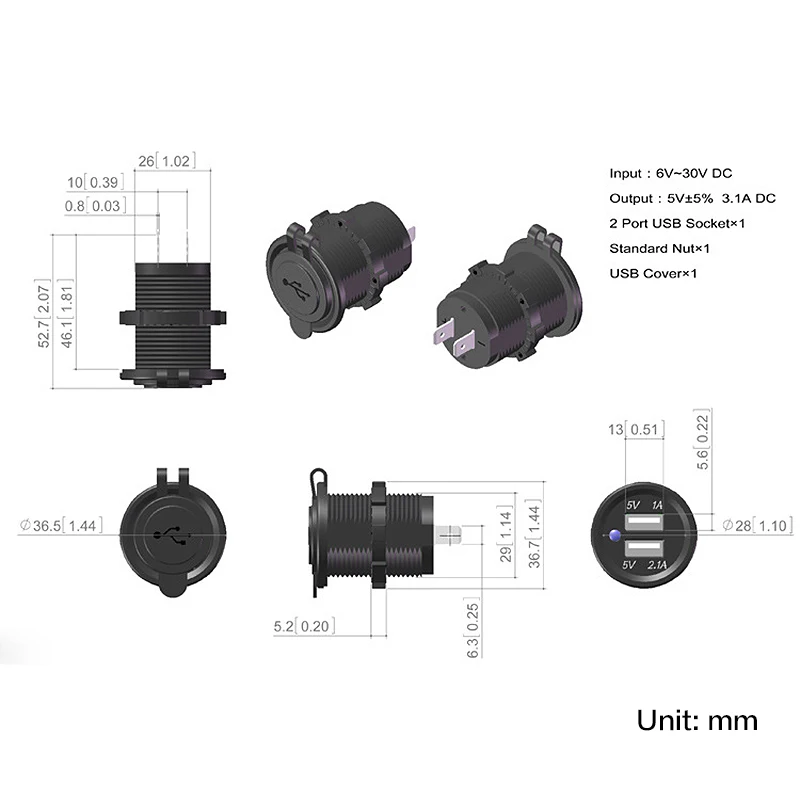 Автомобильное зарядное устройство с кабелем, двумя портами usb, модификация мотоцикла, скутера, автомобильные модифицированные аксессуары, адаптер питания