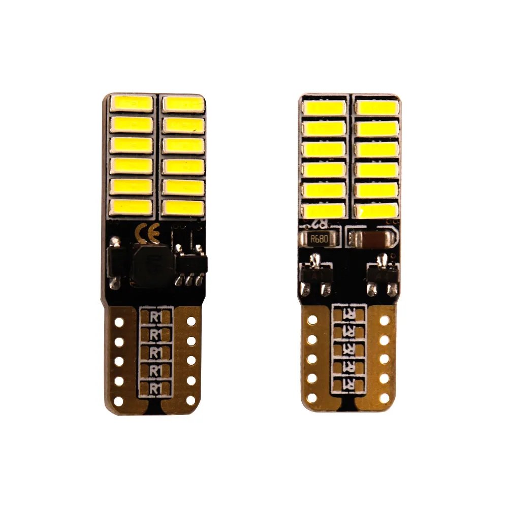 220MA Constante 10X T10 Canbus 24 SMD 4014 LED NENHUM Erro W5W 24SMD 501 автостайлинг luz Ice blue Rosa Verde 7 ядер|10x t10|ice