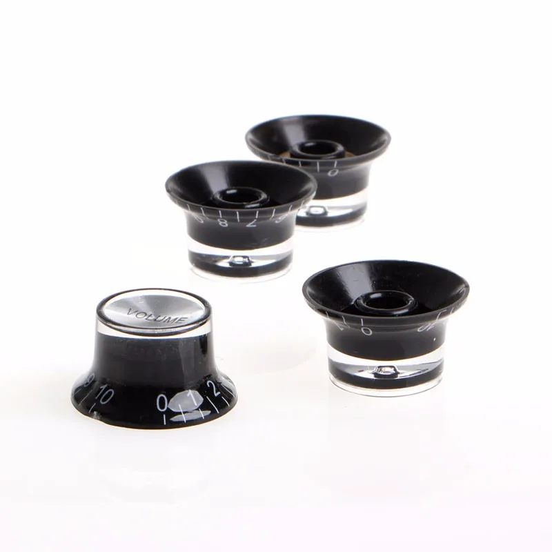 

4Pcs New Guitar Control Knobs Silver Top Hat Bell