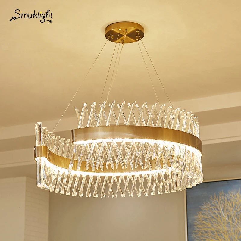 Современные хрустальные люстры для гостиной ресторана медные светодиодные De