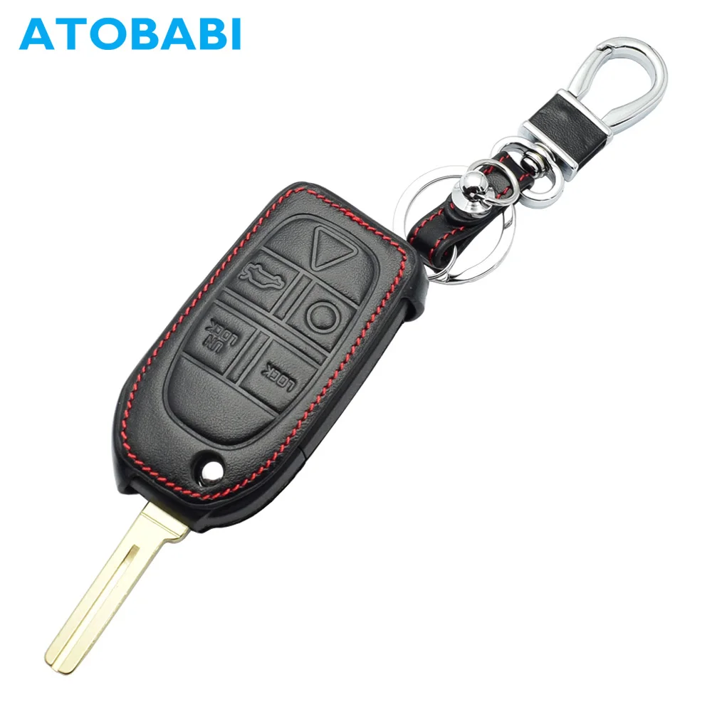Кожаный флип кейс ATOBABI для ключей с 5 кнопками аксессуар Volvo C70 S40 S60 S80 XC90 складная
