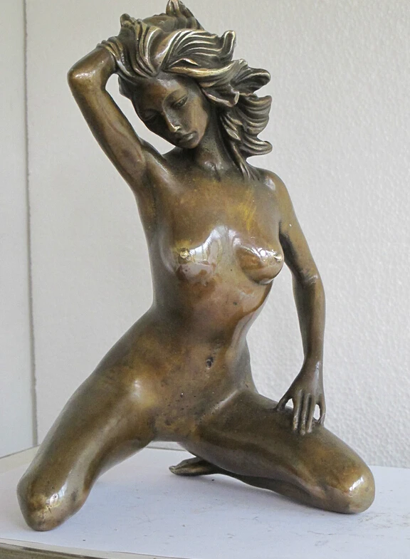 Бронзовая статуя в стиле вестерн изобразительная обнаженных красавиц на коленях