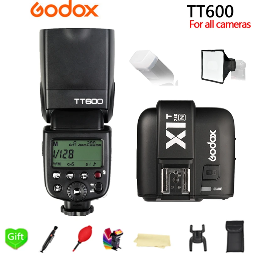 Беспроводная вспышка Godox TT600 TT600S 2 4G 1/8000s Speedlite + X1T-C/N/S/O/F беспроводной TTL триггер для