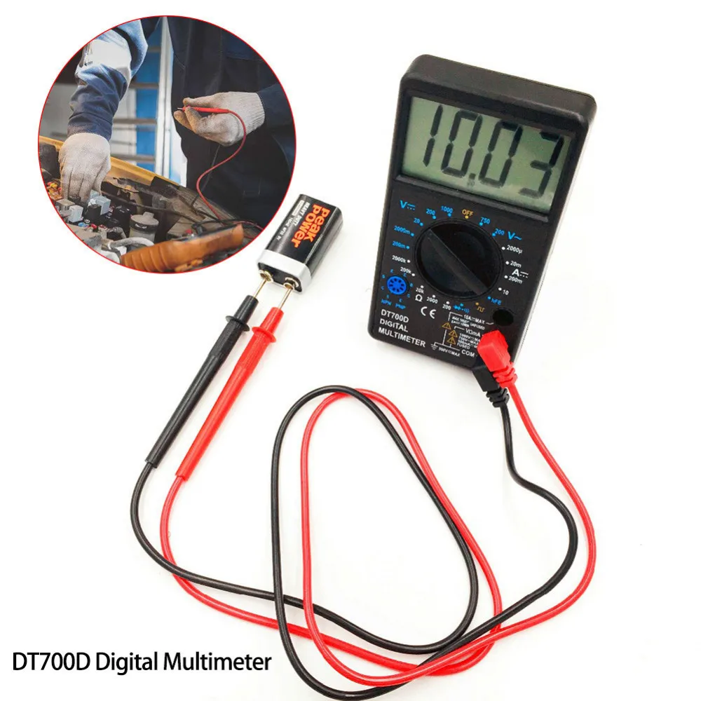 DT700D мини цифровой мультиметр зуммер квадратная волна выход Ампер напряжение ом