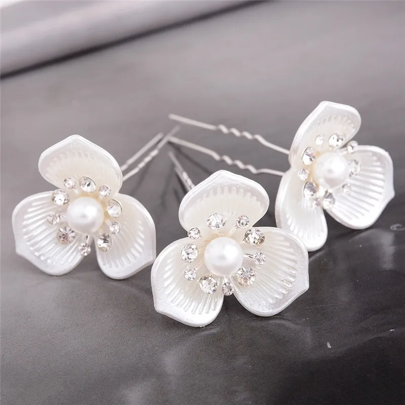 

IMIXLOT 6 шт./компл. новые элегантные свадебные аксессуары для волос жемчужные кристаллы шпильки для волос гипсофила цветок шпилька для волос С...