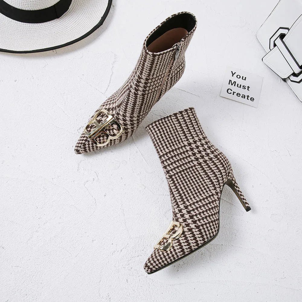 LEEPO/женские ботильоны на платформе теплые ботинки тонком каблуке женские зимние