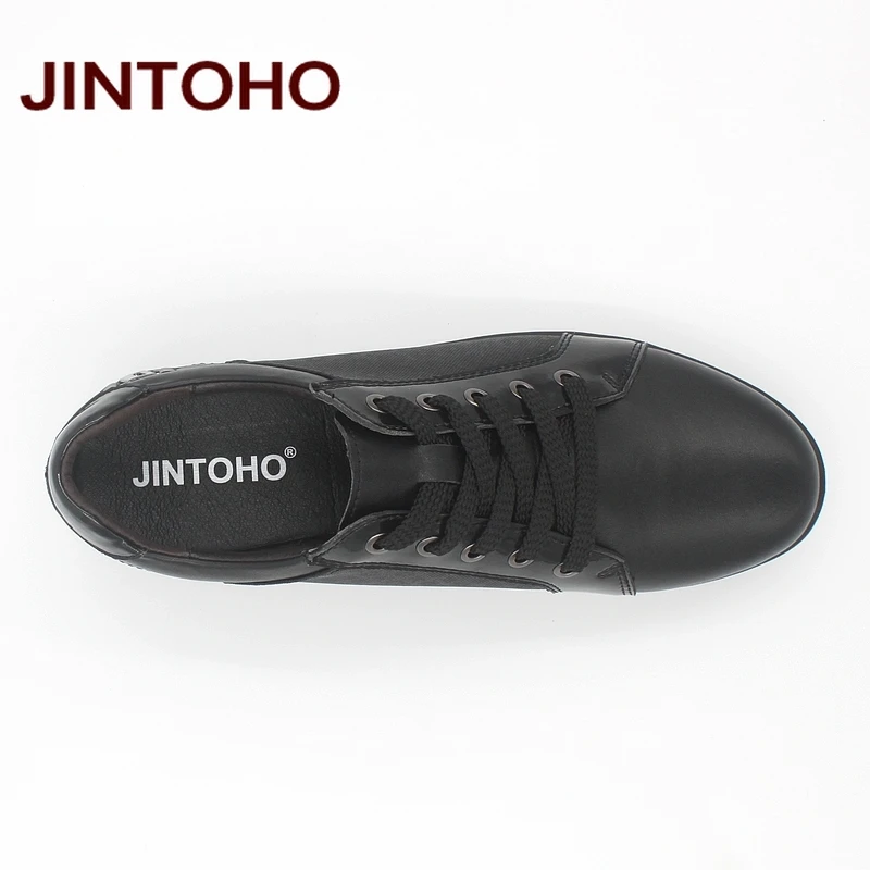 JINTOHO/Мужская обувь из натуральной кожи; сезон лето; дышащая обувь черного цвета; модельные туфли из натуральной кожи в деловом стиле