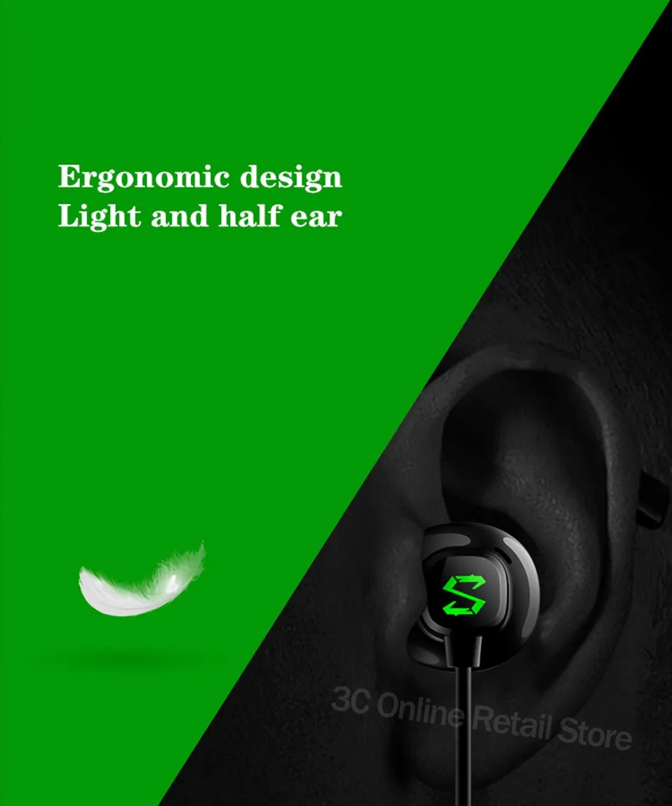 Оригинальные наушники Xiaomi Black Shark type-C, полунаушники-вкладыши, профессиональная игровая гарнитура для Black Shark 1 Gen/Helo/2