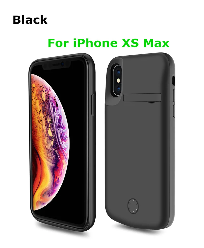 NTSPACE портативный аккумулятор зарядное устройство чехол для iPhone XS MAX 6000 мАч Внешний аккумулятор корпус блок питания зарядное устройство чехол с аудио - Цвет: Black