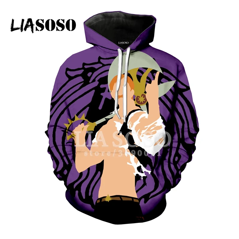 7 LIASOSO, новинка, аниме, семь мертвых грехов, Escanor, 3D принт, для женщин и мужчин, толстовки с капюшоном, кофты, пуловер, Харадзюку, хип-хоп, X0980 - Цвет: 7
