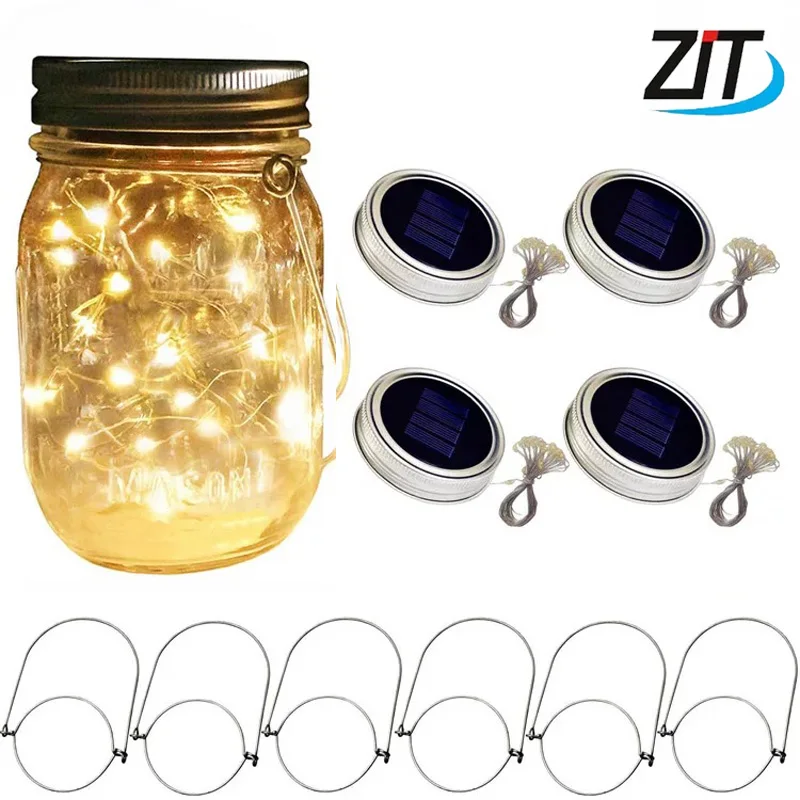 Светодио дный светодиодная Фея солнечный свет для Mason Jar крышка вставка Цвет