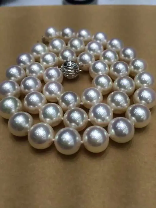

free shipping amazing AAA 10-11mm south sea white pearl necklace