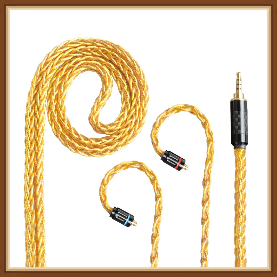 

OKCSC MMCX Cable 8 Cores Single Crystal Copper Gold Plated Updated Cable 2Pin Connector 2.5/3.5/4.4mm Balanced Plug for SE215